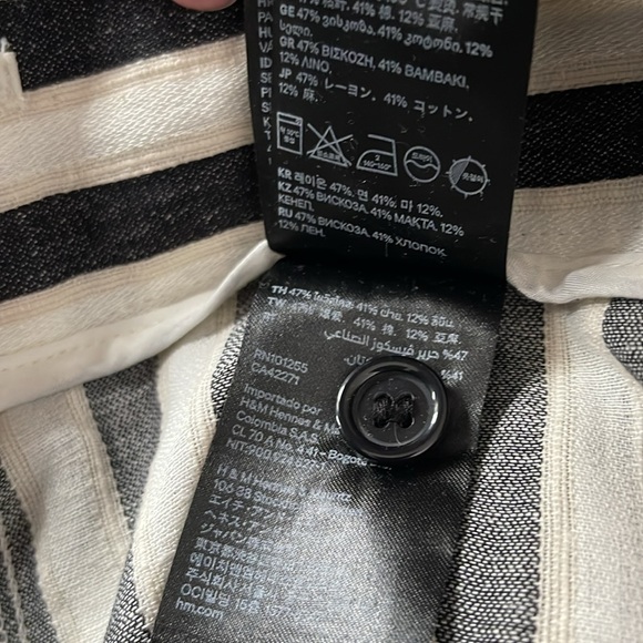 Coastal H&M Striped Linen Cropped Wide Leg High Waist Culottes Pants Pleated 10 - Picture 10 of 12